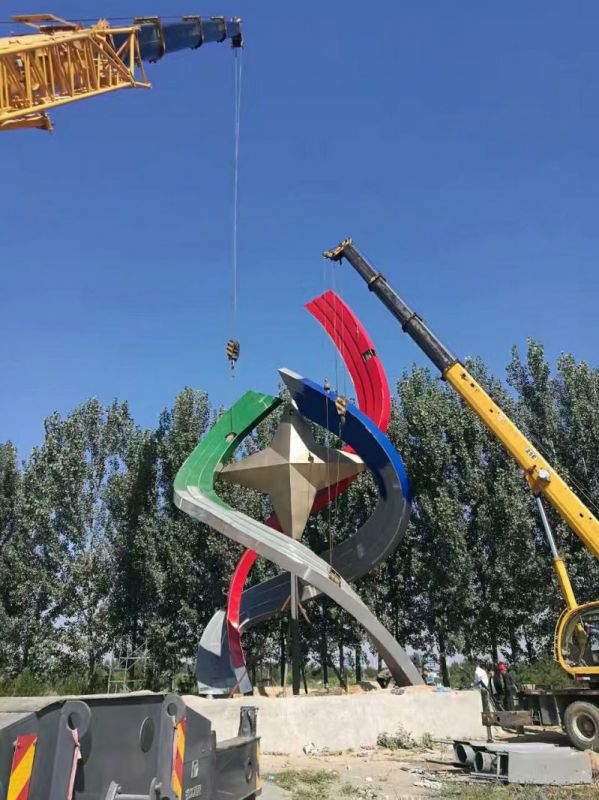 大型五角星雕塑 锻造发光党建雕塑 房地产红色文化
