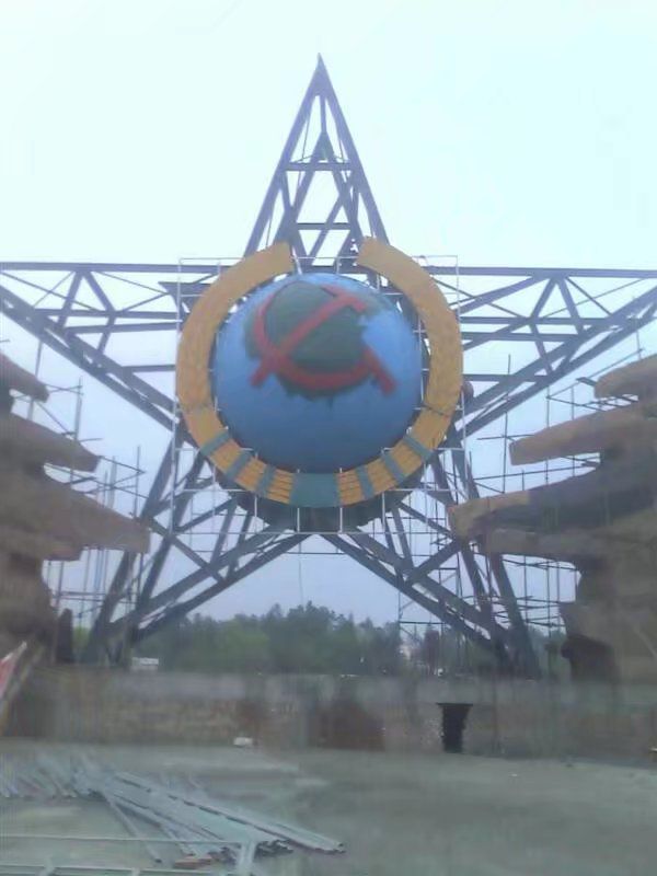 街头五角星雕塑 大型别墅区红色文化 钢管党建雕塑