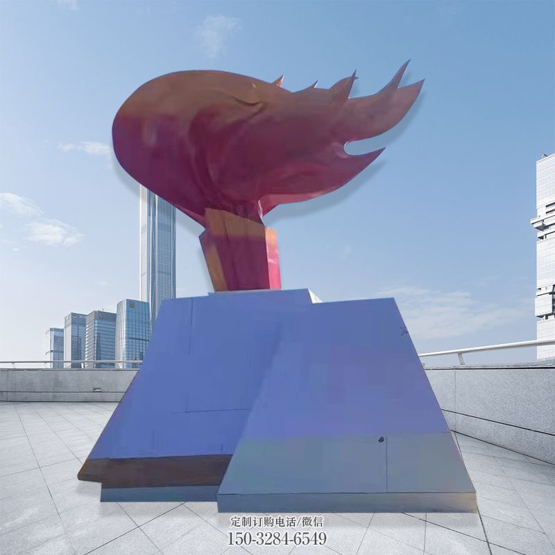 火炬雕塑承接，景区案例，不锈钢火炬雕塑定制