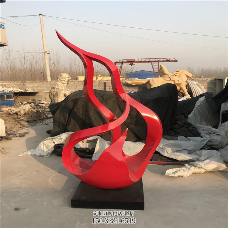 街头火焰雕塑 大型别墅区摆件 钢管雕塑